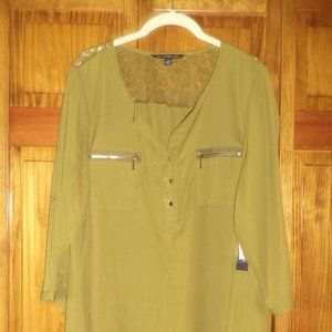 ZAC & RACHEL olive green 3/4 sleeve top sz 1X